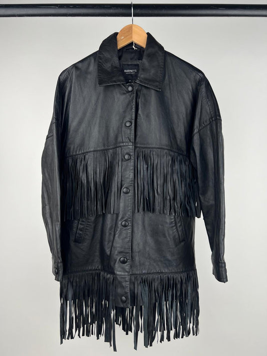 Vintage 90s Barney’s Leather Tassel Long Jacket