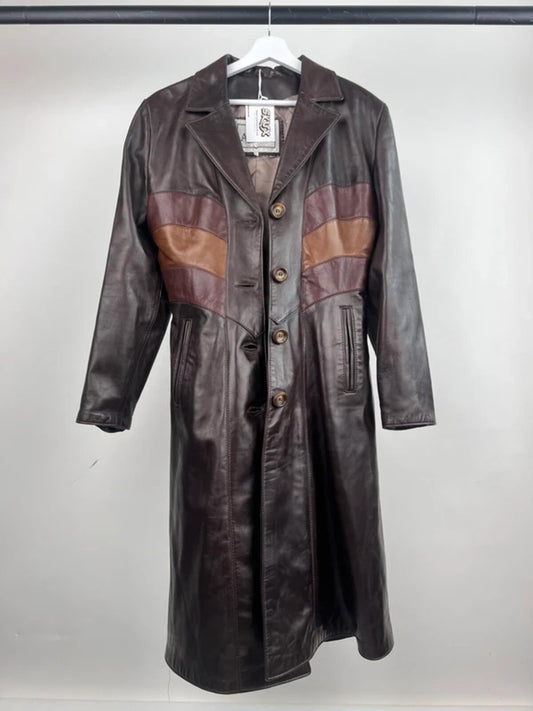 Vintage 70s Ashy Striped Long Leather Jacket
