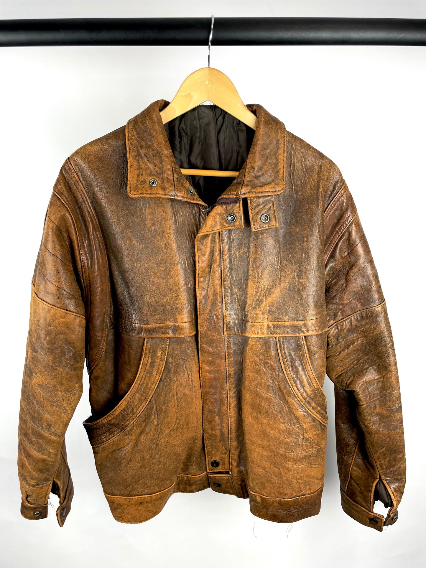 Vintage 90s Bomber Leather Jacket