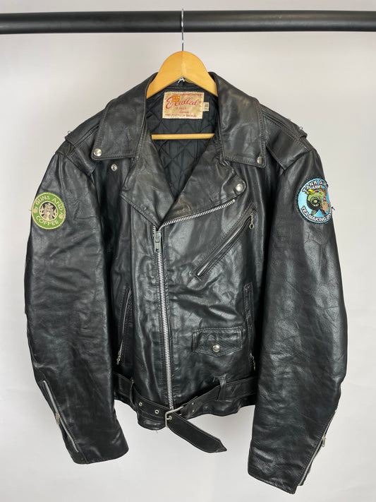 Vintage 80s Classic Studded Leather Biker Jacket