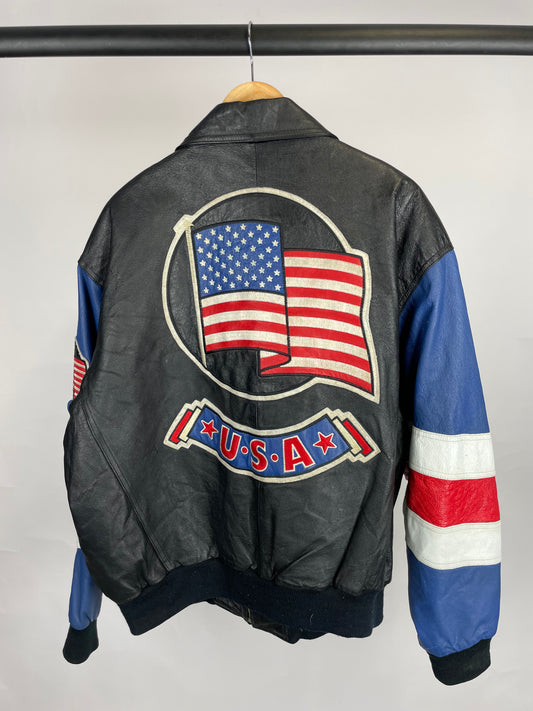 Michael Hoban 90s USA Authentics Bomber Leather Jacket