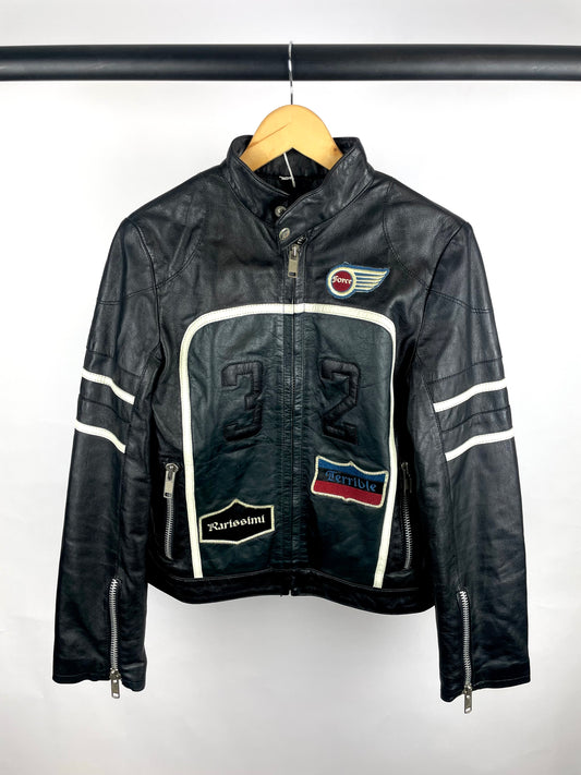 Vintage 90s TRF 32 Leather Biker Jacket