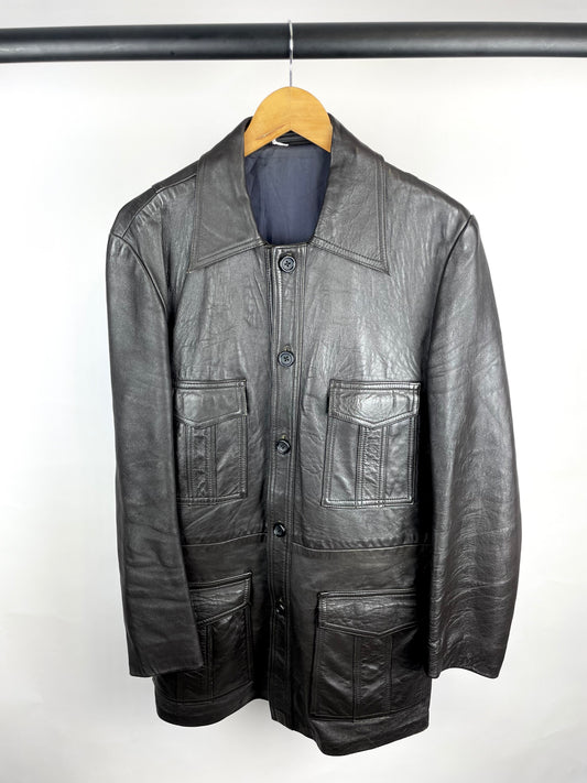 Vintage 90s Long Leather Jacket