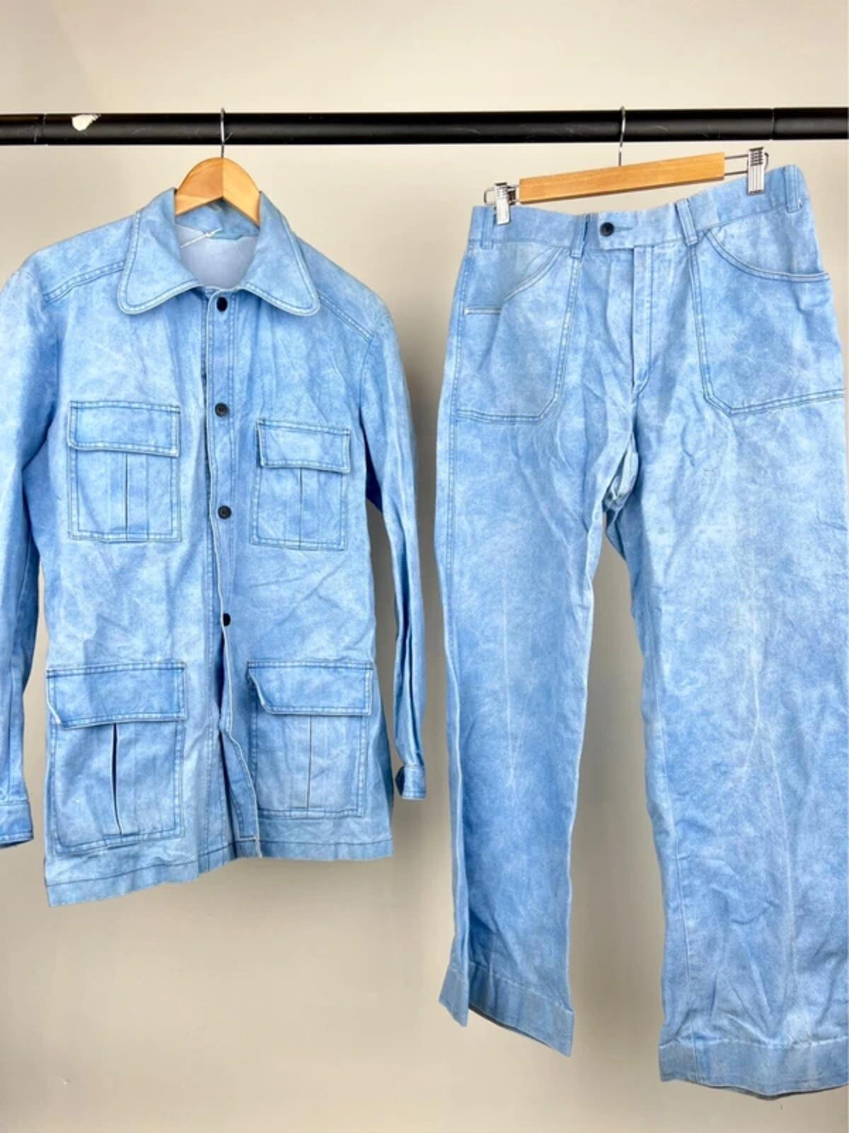 Vintage 70s Austin Reed Denim Safari Suit