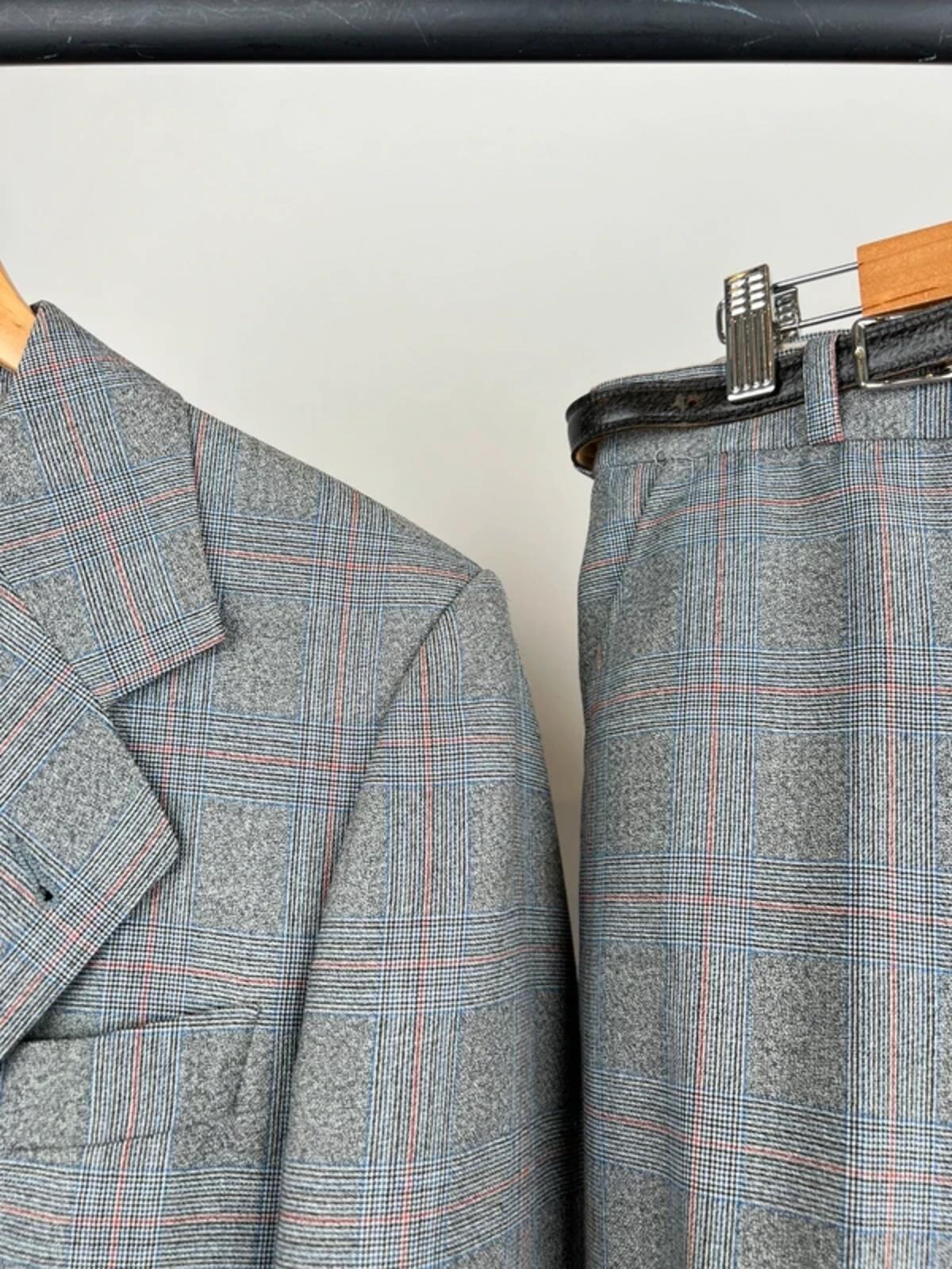 Vintage 80s Tweed Checked Mod Suit