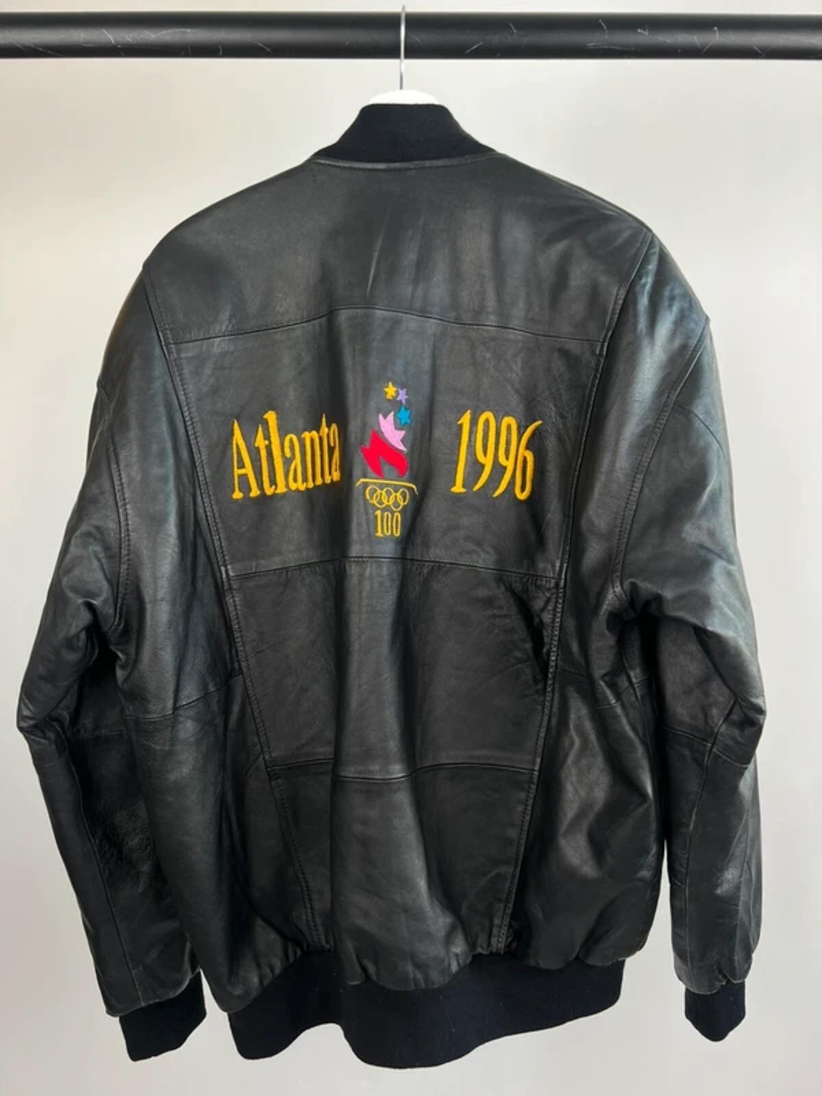 Vintage Atlanta 1996 Olympics Leather Bomber Jacket