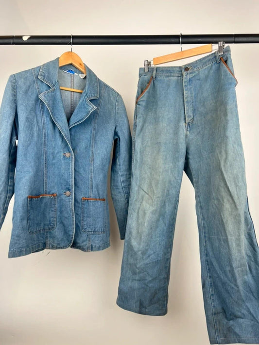 Vintage 70s Denim Flared Suit