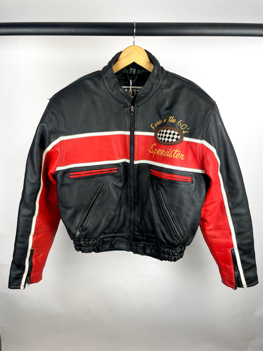 Vintage 90s Force Of The 60’s Speedster Leather Biker Jacket