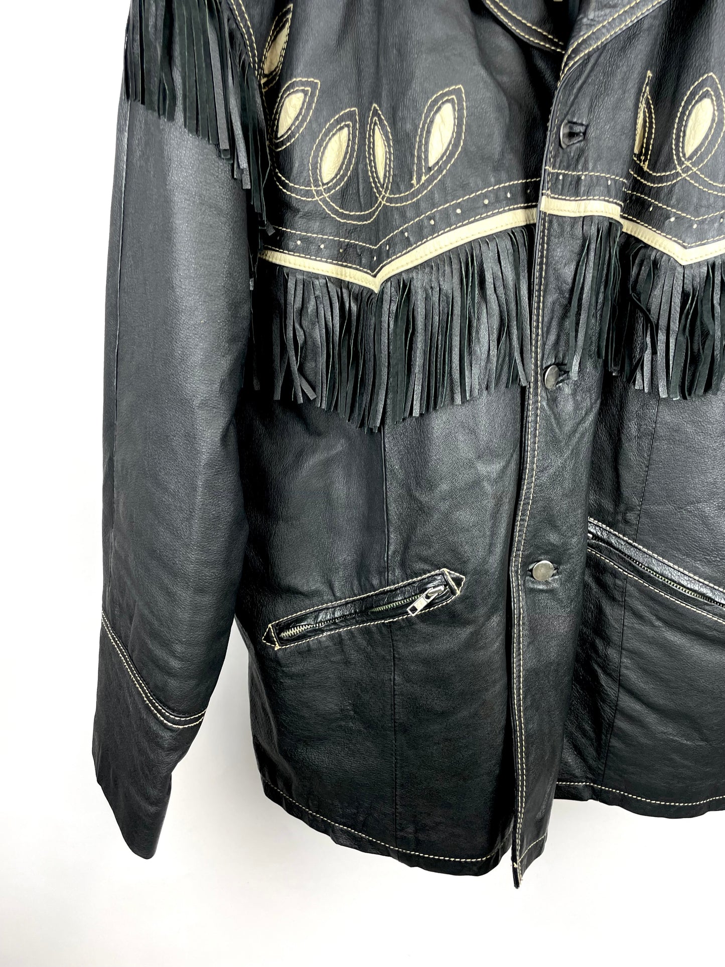 Vintage 90s Michael Hoban Tassel Leather Jacket