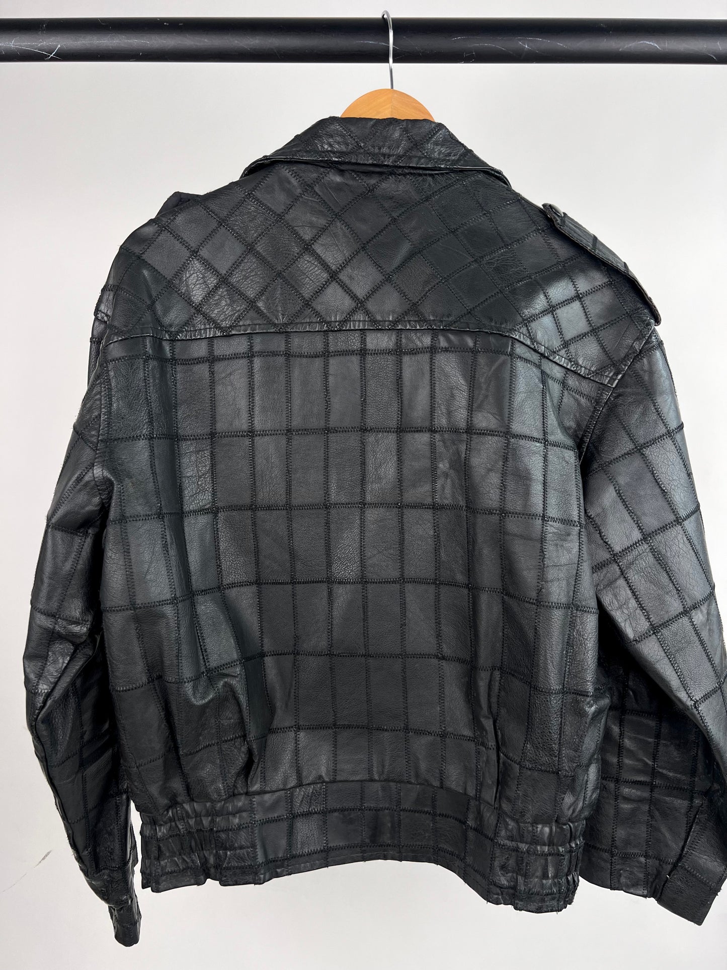 Vintage 90s Patchwork Leather Jacket