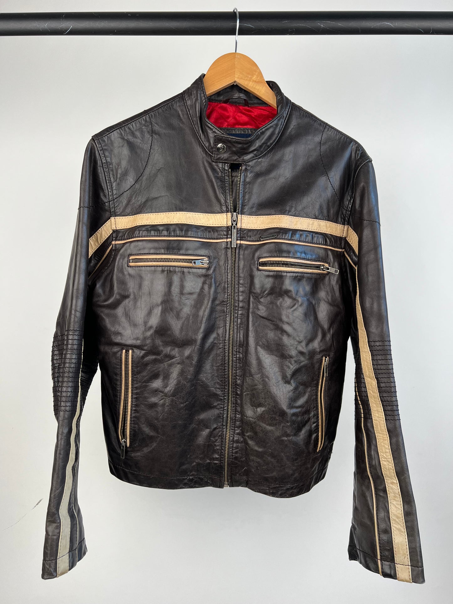 Vintage 90s Lambretta Leather Motorbike Jacket