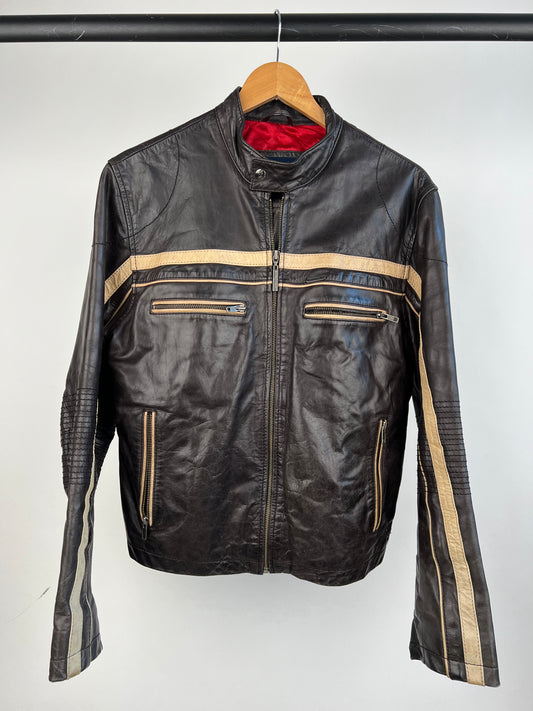 Vintage 90s Lambretta Leather Motorbike Jacket