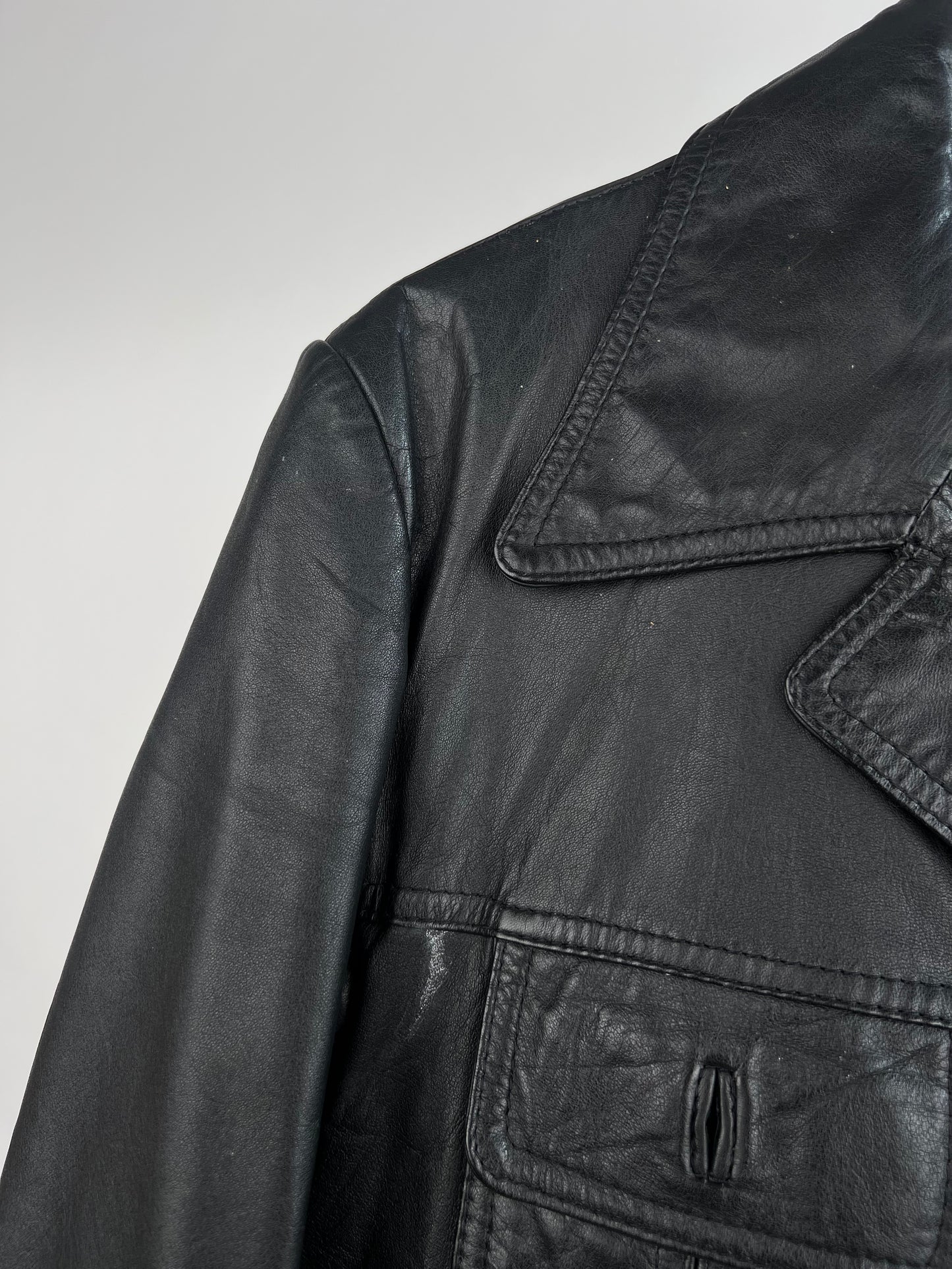 Vintage 70s Leather Safari Jacket