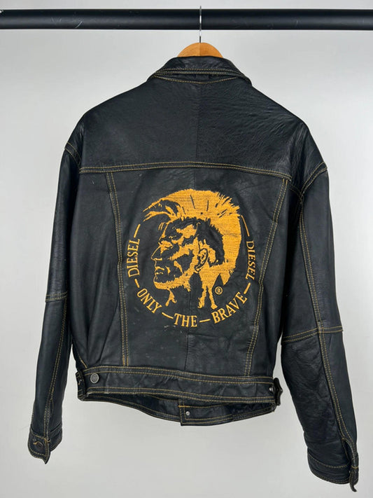 Vintage 90s Diesel Leather Trucker Jacket