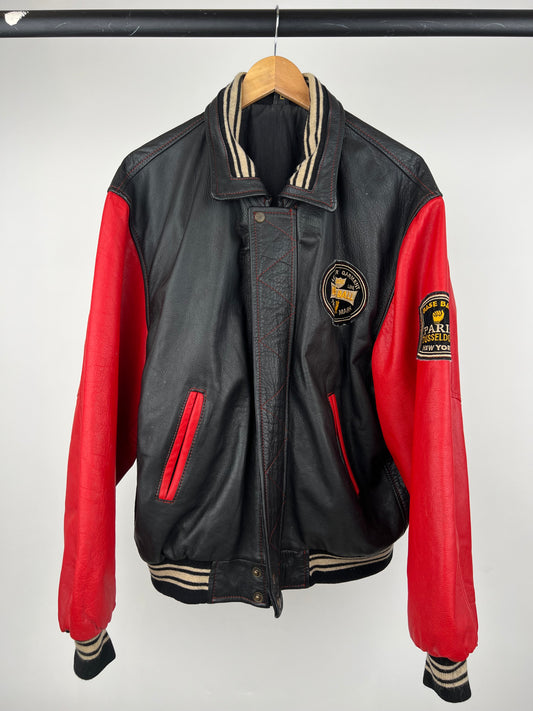 Two Tone 90s Leather Baseball Jacket