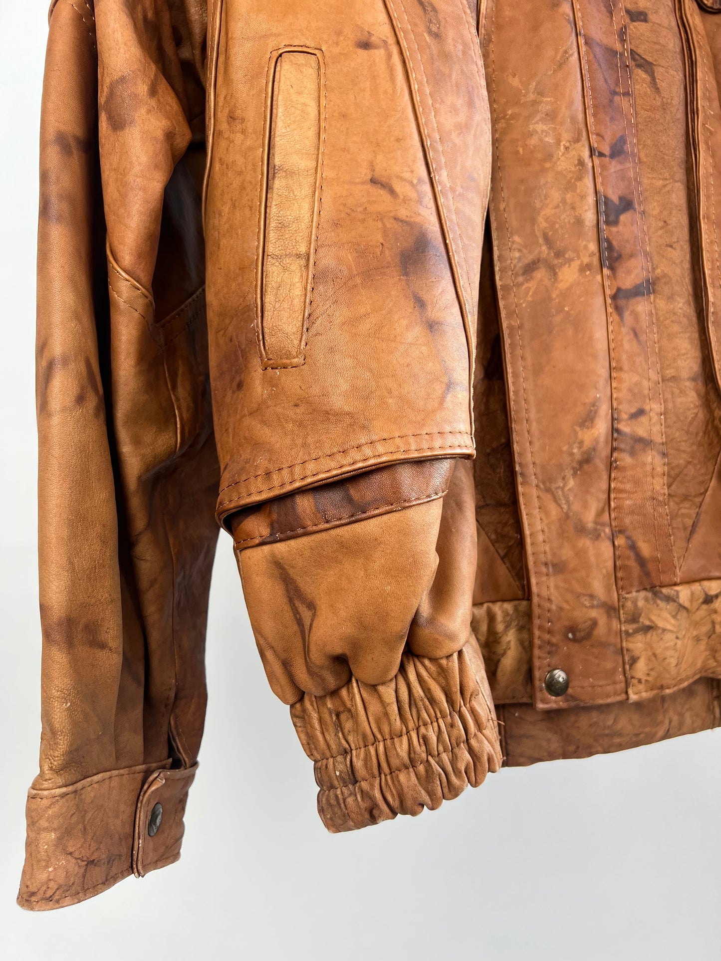 Vintage 90s Brown Washed Leather Jacket