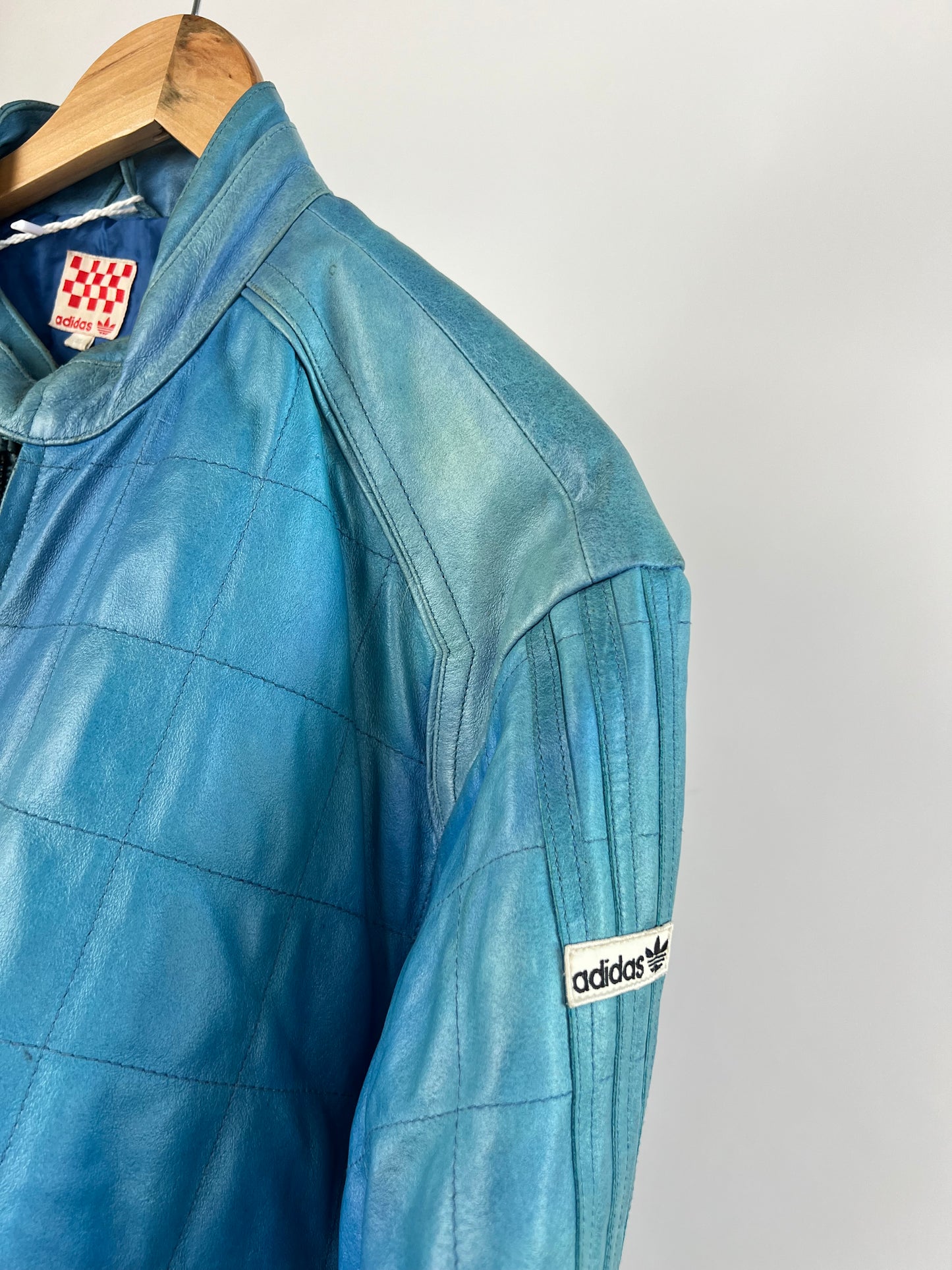 Vintage Adidas 90s Leather Racer Jacket