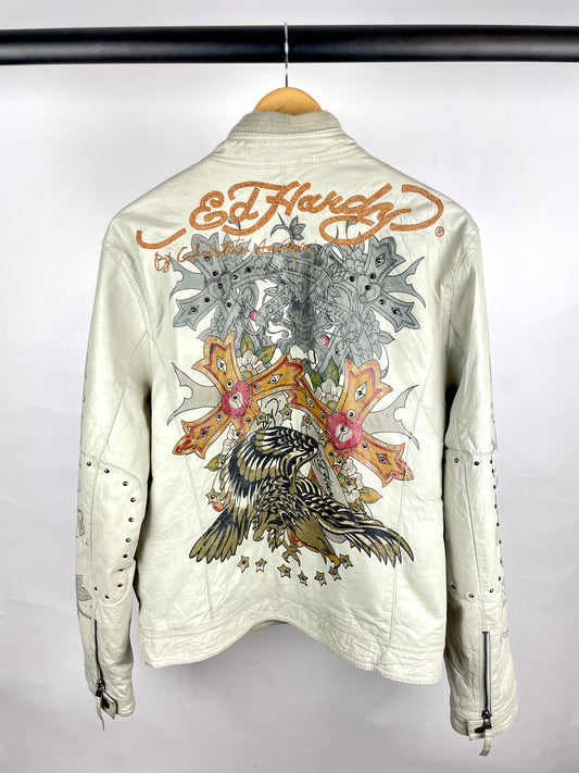 Vintage 90s Ed Hardy Leather Jacket