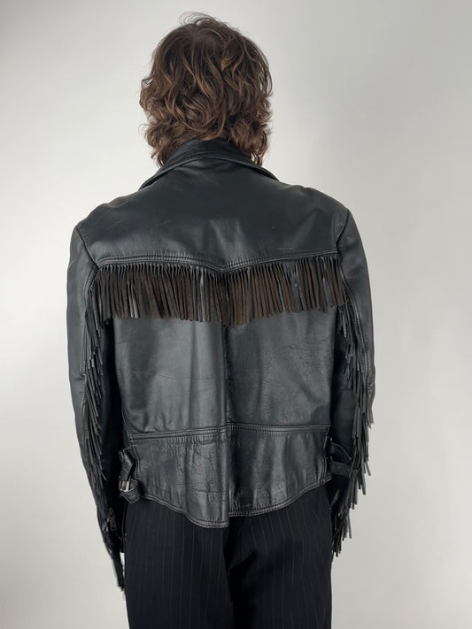 Vintage 90s Leather Tassel Jacket
