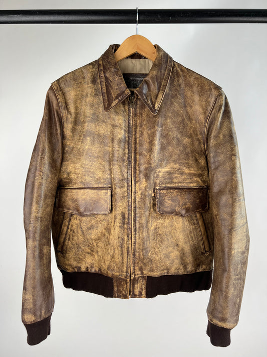 Vintage 90s Distressed Leather Flight Jacket