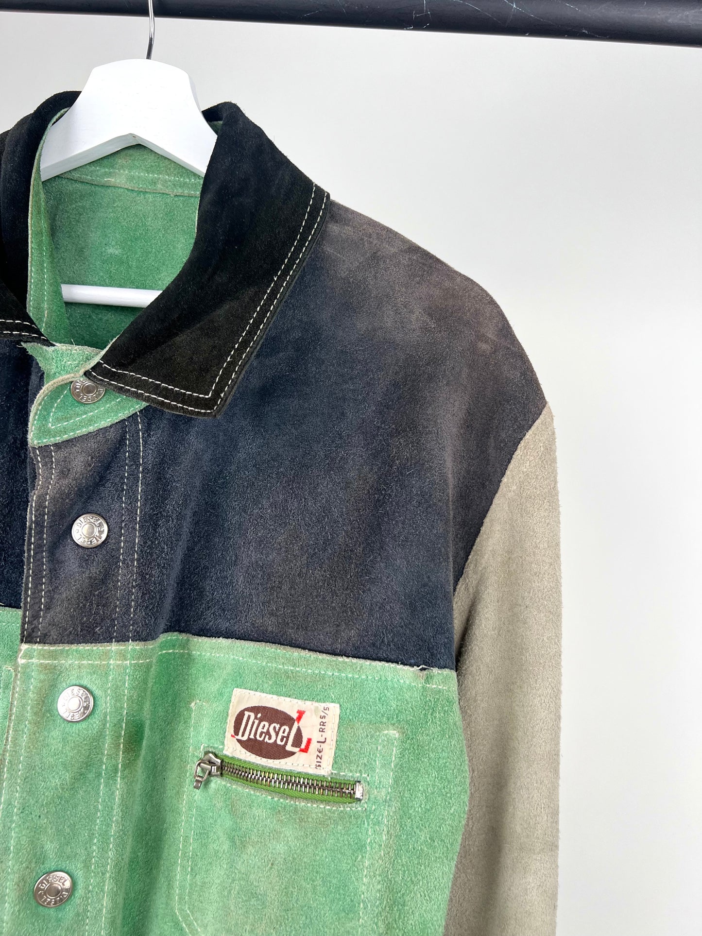 Vintage 90s Reversible Diesel Patchwork Suede Jacket