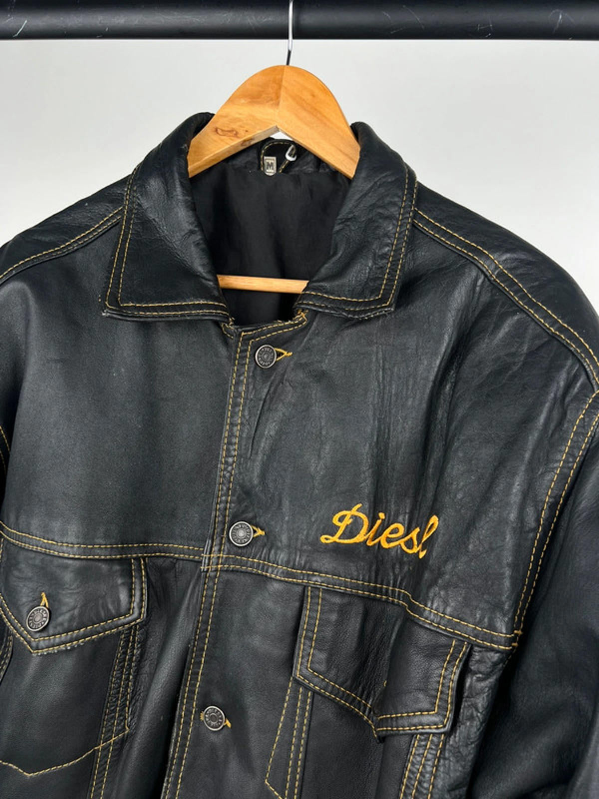 Vintage 90s Diesel Leather Trucker Jacket