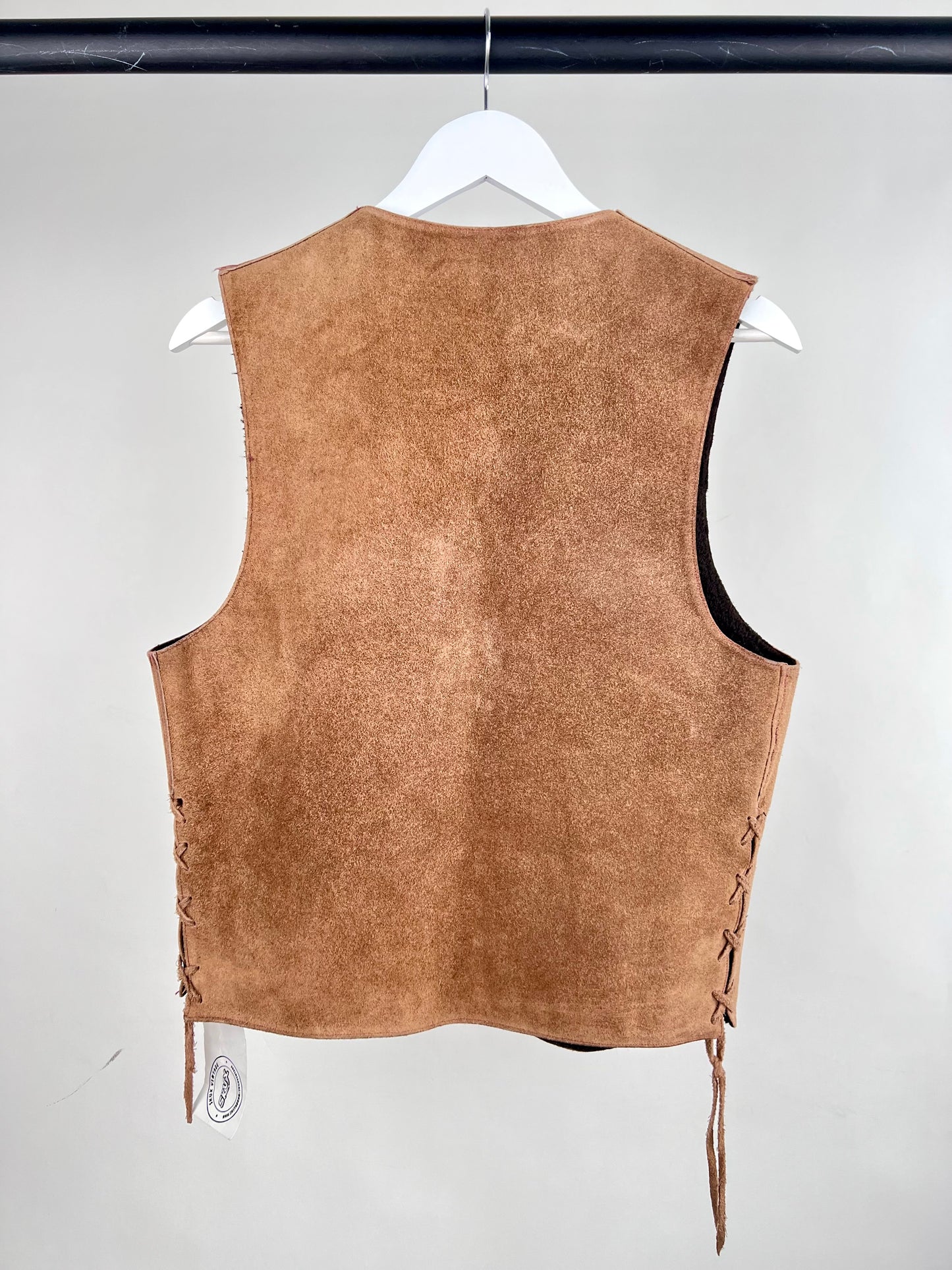 Vintage 90s Suede Fleece Lined Biker Vest
