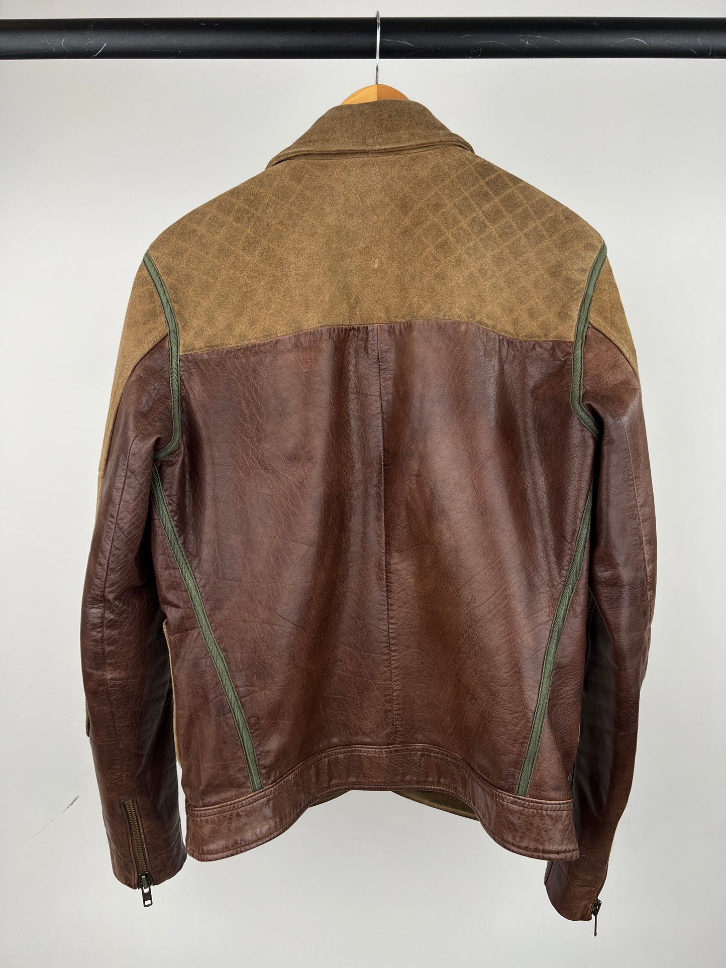 Two Tone 90s Leather Biker Jacket