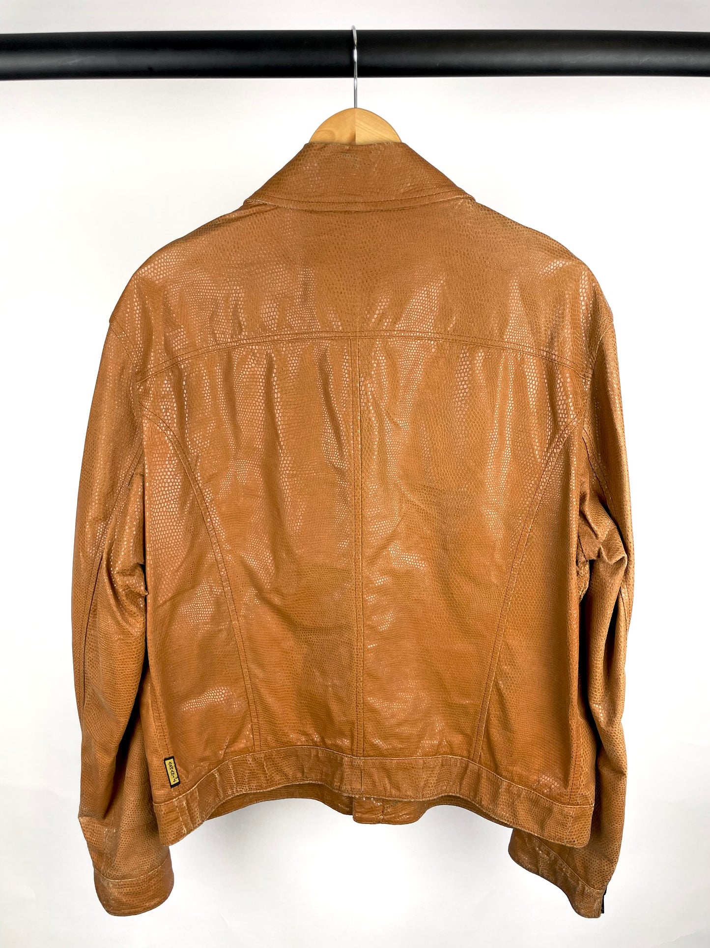 Rare Vintage 90s Armani Brown Snakeskin Leather Jacket