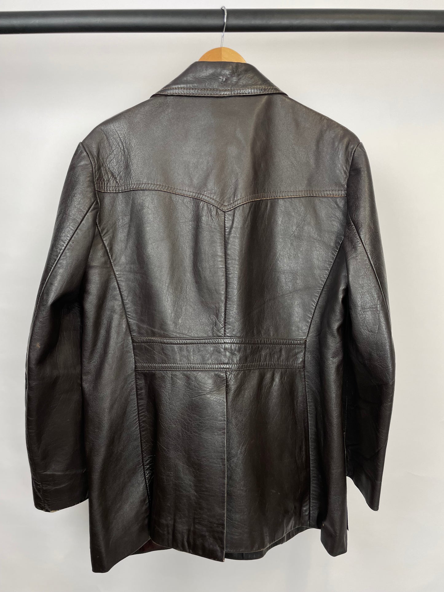 Vintage 90s Long Trench Leather Jacket