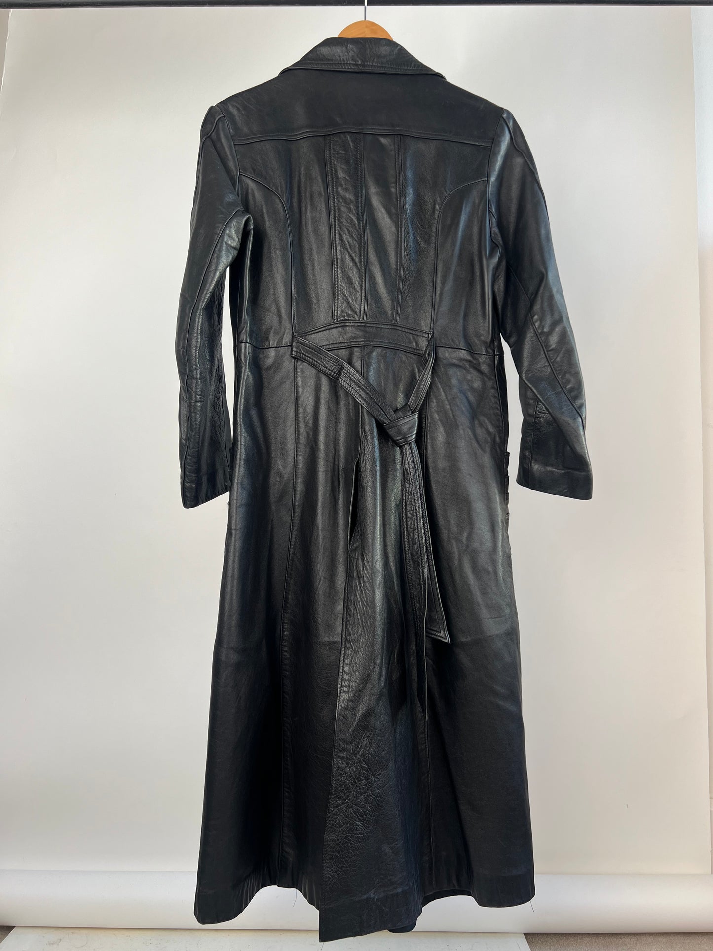 Vintage 90s Long Trench Leather Jacket