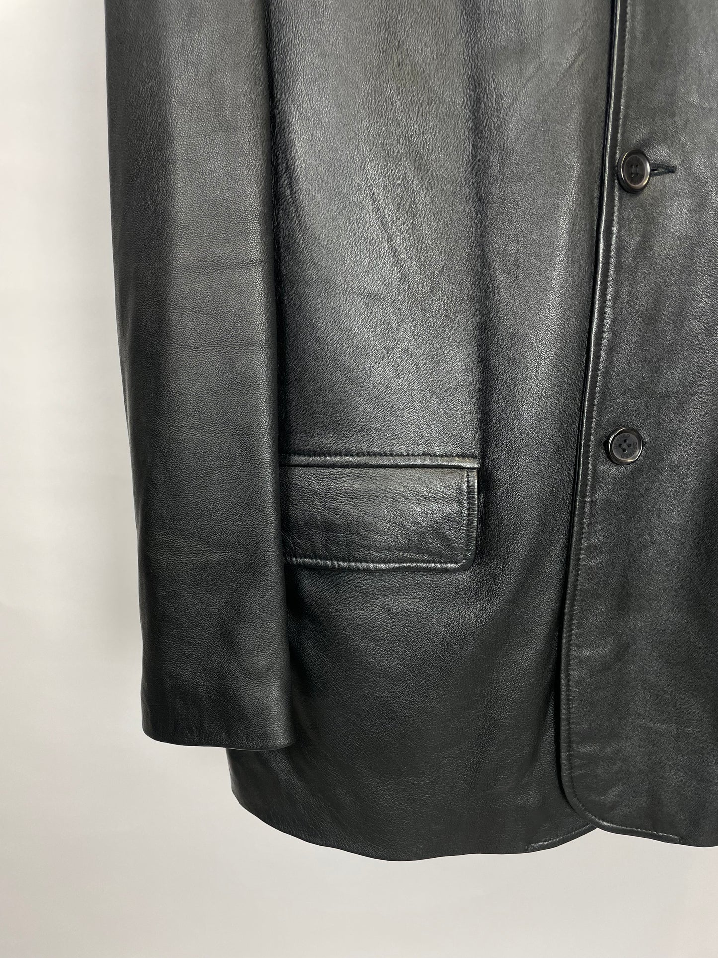 Vintage 90s DEVREP Long Leather Jacket