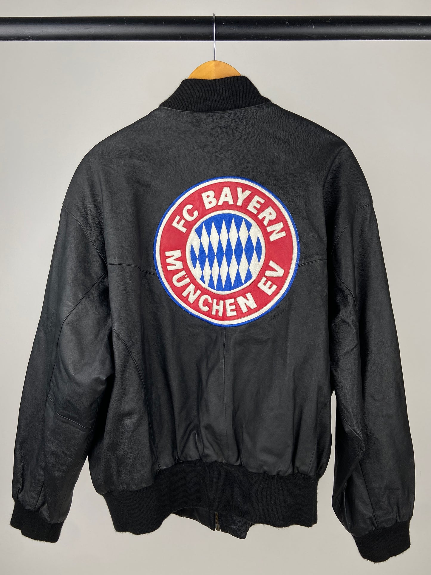 Vintage 90s Bayern Munich Leather Bomber Jacket