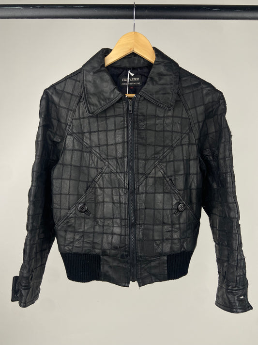 Vintage 90s Patchwork Leather Bomber Jacket