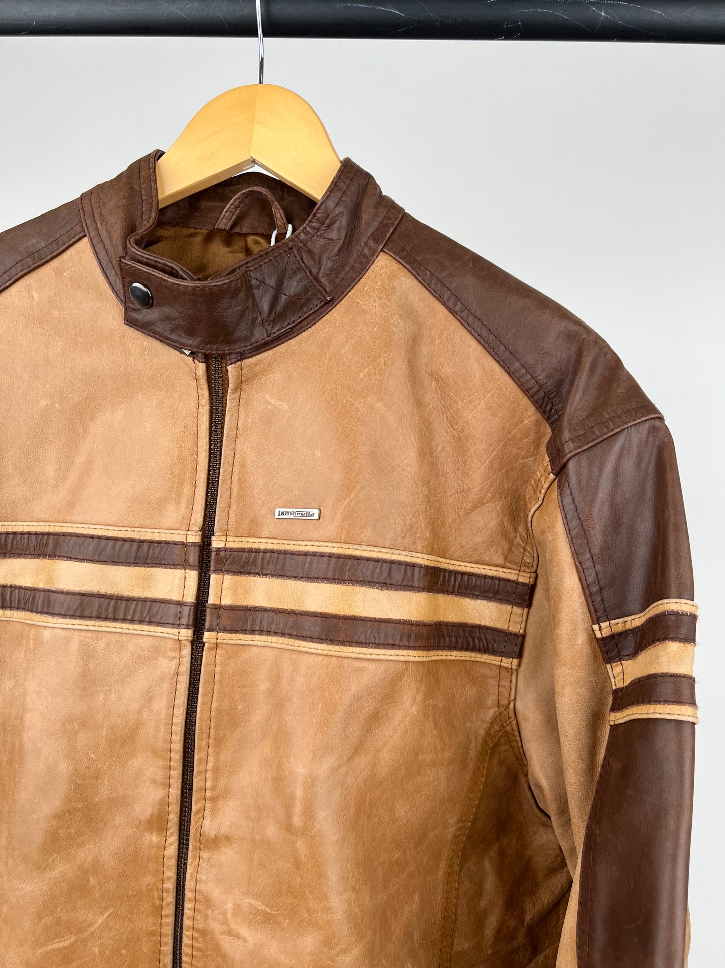 Vintage 90s Lambretta Leather Motorbike Jacket