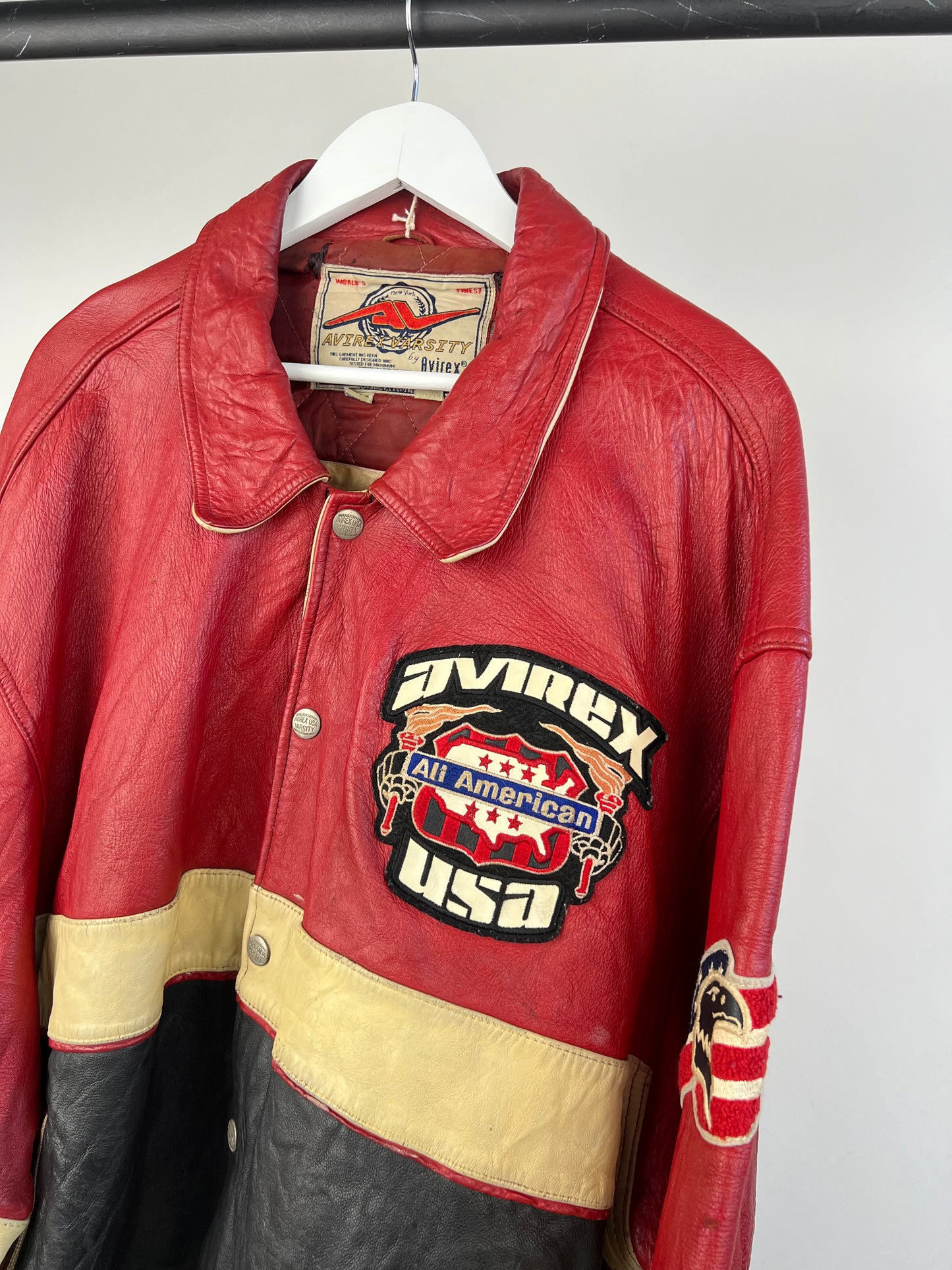 Vintage Avirex 90s Leather Varsity Jacket