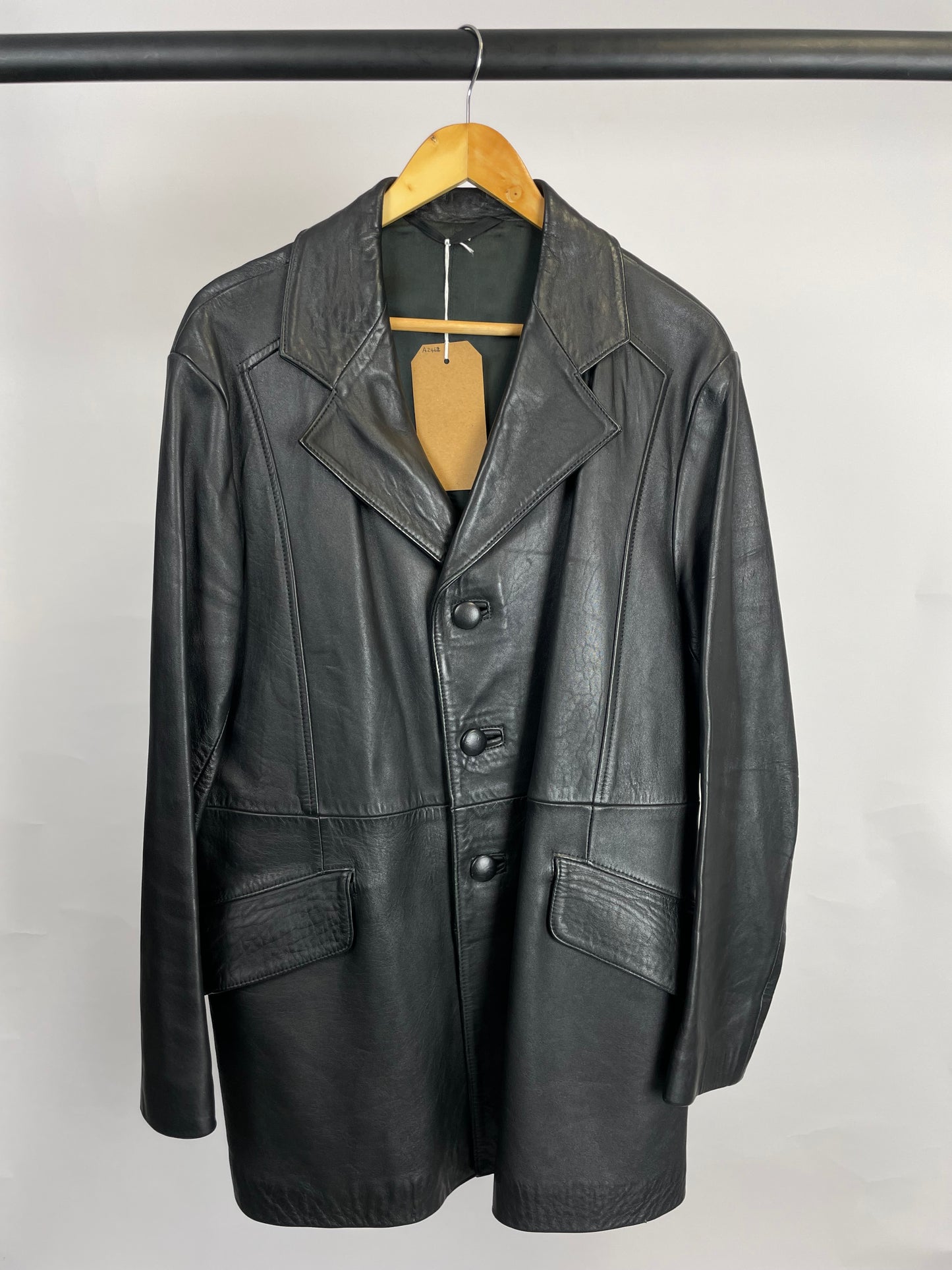 Vintage 90s Long Leather Jacket