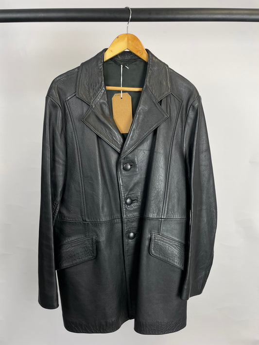 Vintage 90s Long Leather Jacket