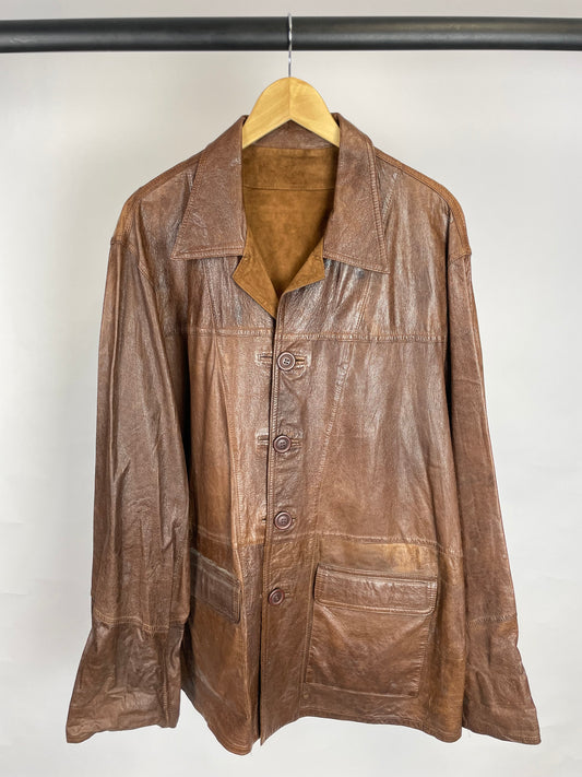 Reversible 90s Long Leather/Suede Jacket