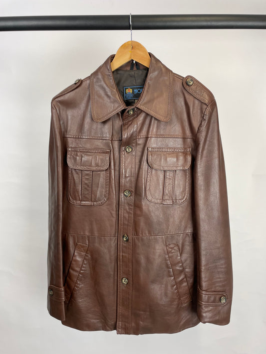Vintage 80s Hornes Long Leather Jacket