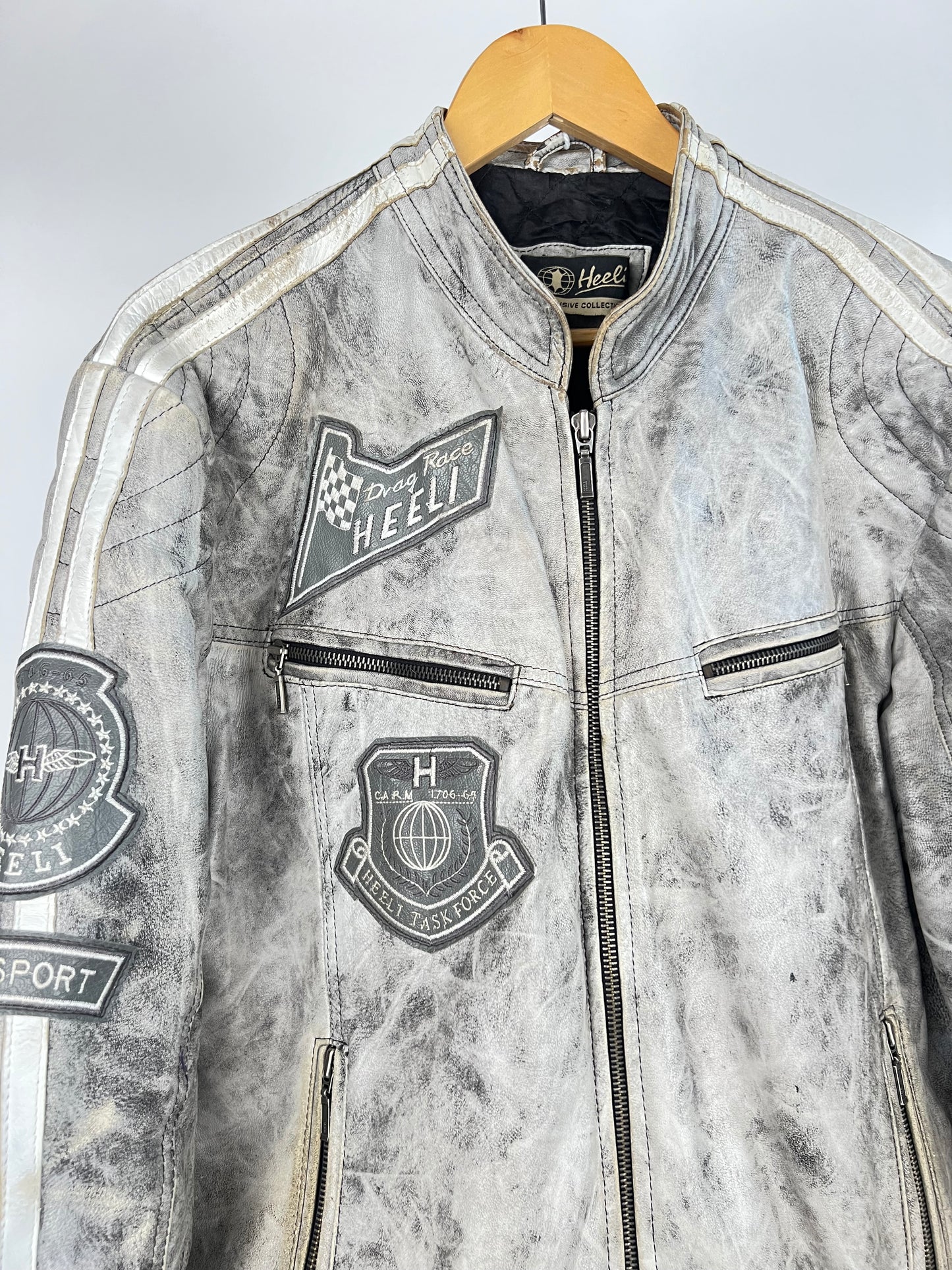 Vintage 90s Heeli Biker Leather Jacket