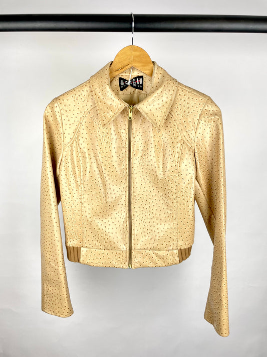 Rare Vintage 90s Ostrich Faux Leather Jacket