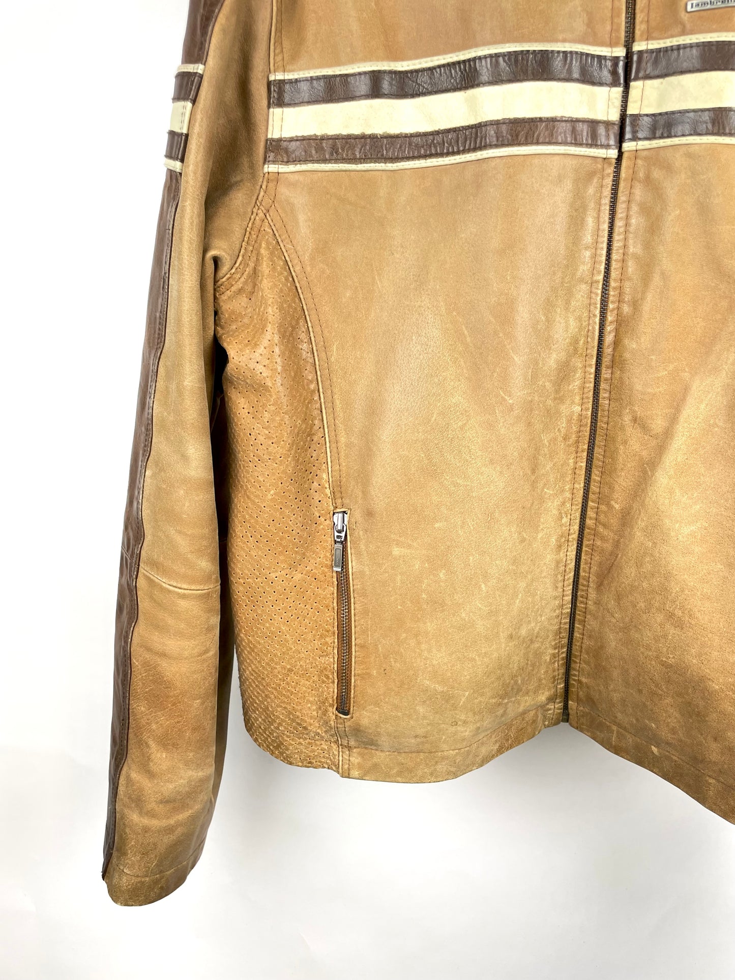 Vintage 90s Lambretta Leather Motorbike Jacket