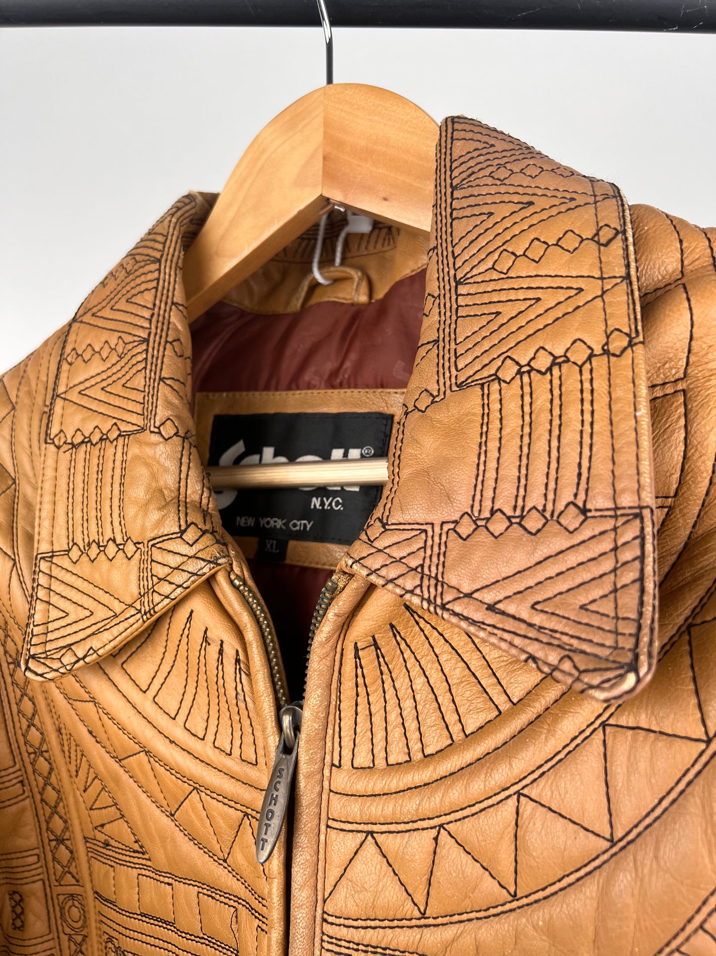 Vintage Schott Mosaic 90s Leather Jacket