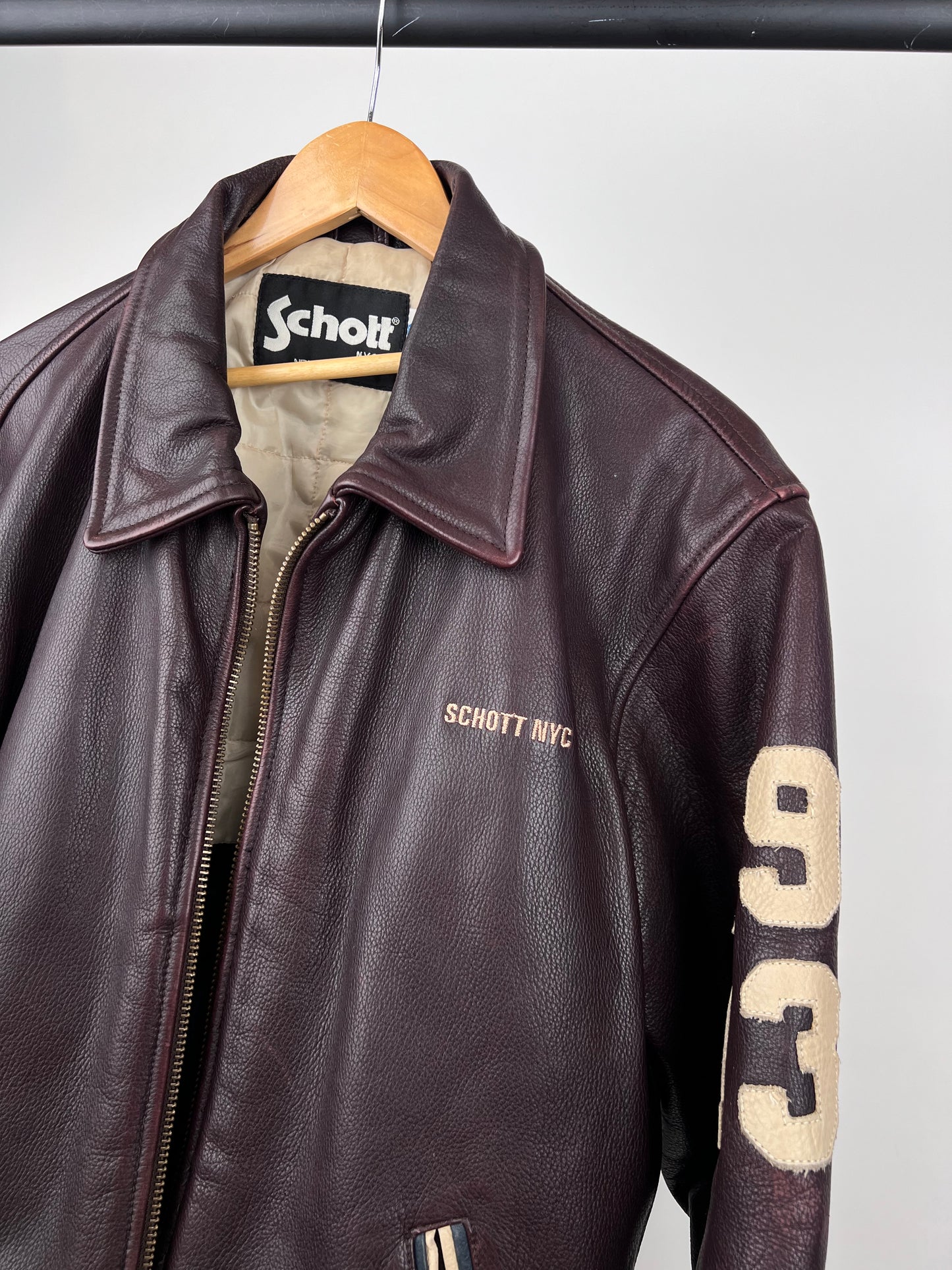 Vintage 90s Schott NYC Leather Flight Jacket