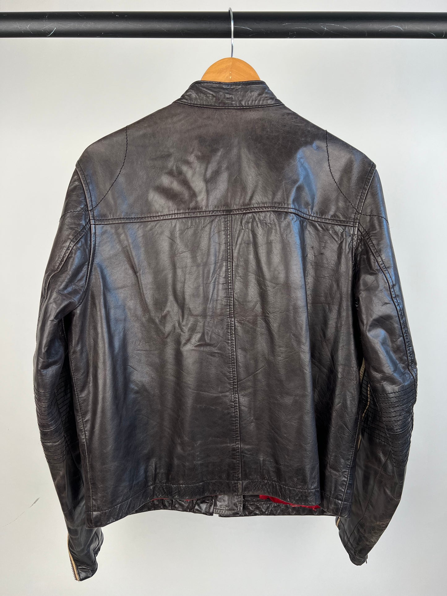Vintage 90s Lambretta Leather Motorbike Jacket