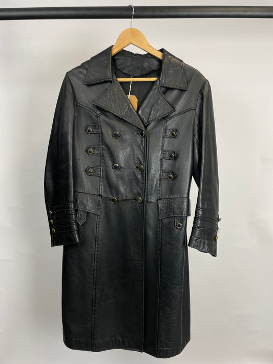 Vintage 90s Long Trench Leather Jacket