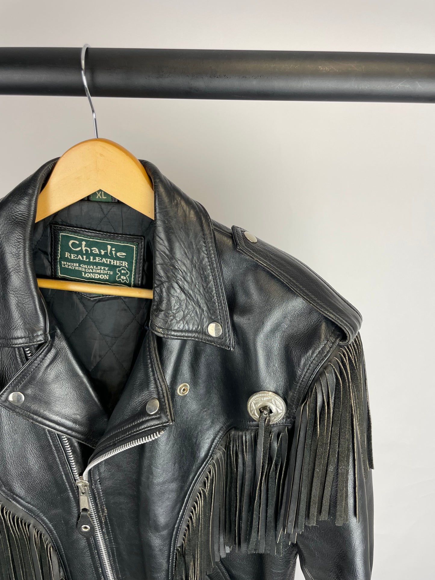 Vintage 90s Charlie Real Leather Tassel Jacket