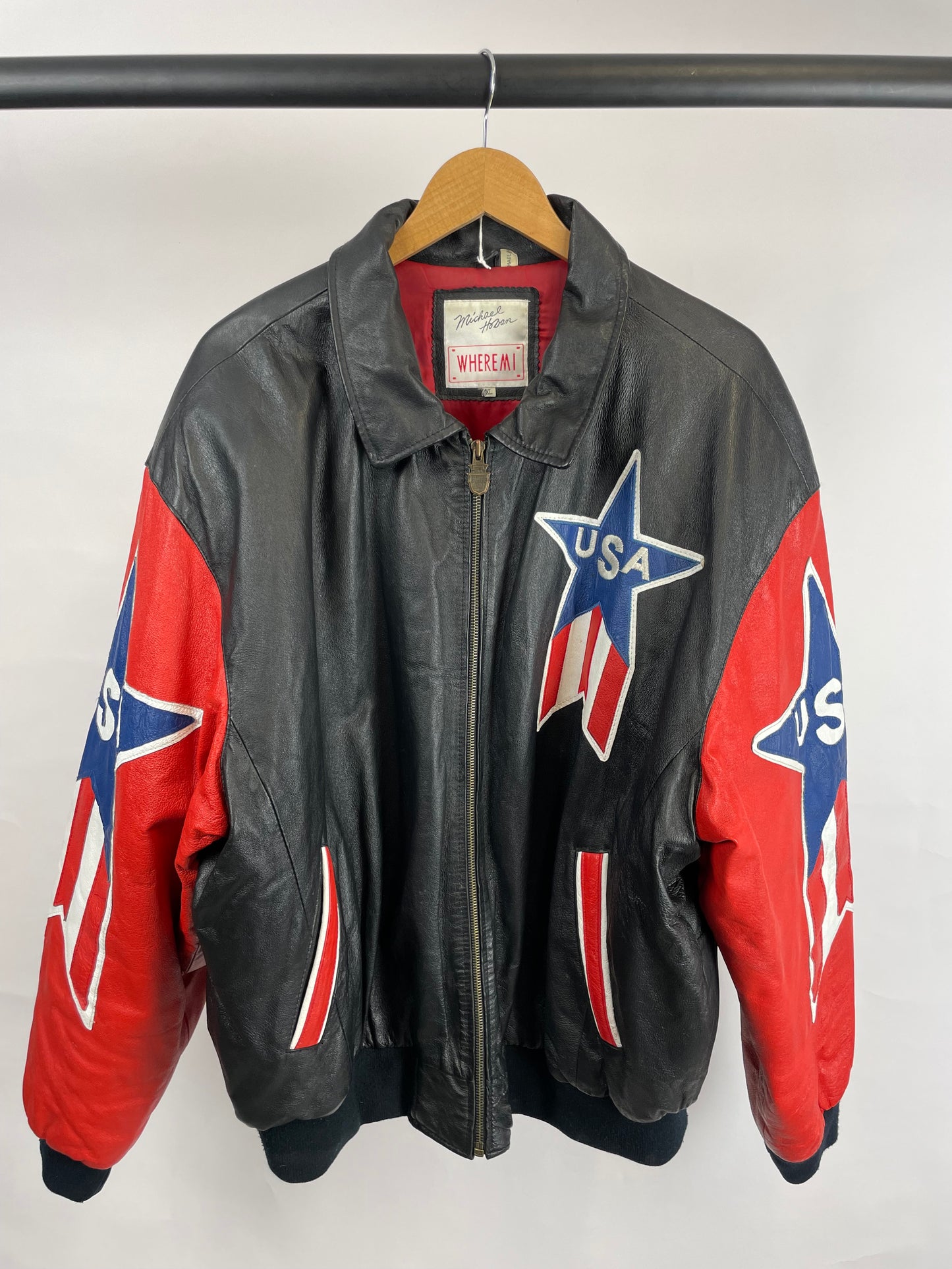 Vintage 90s USA Michael Hoban Where M I Leather Jacket