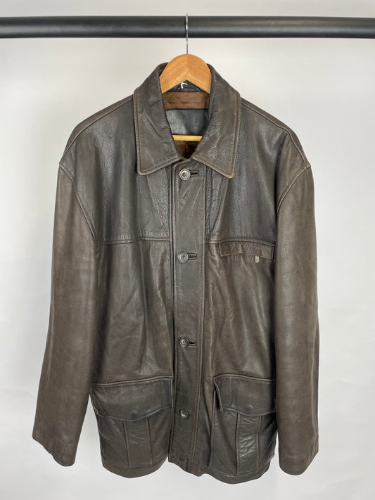 Vintage 90s RIVER Long Leather Jacket